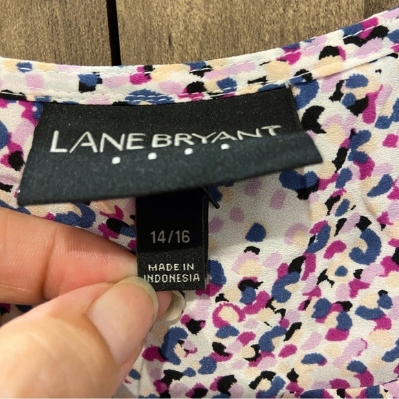 Lane Bryant 14/16 Popover Top Shirt roll tab sleeves notch neck - Picture 4 of 11